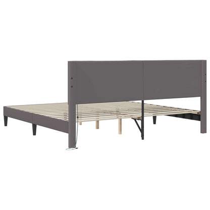 Bed Frame with LED Strip Lights Grey 180 x 200 cm Faux Leather