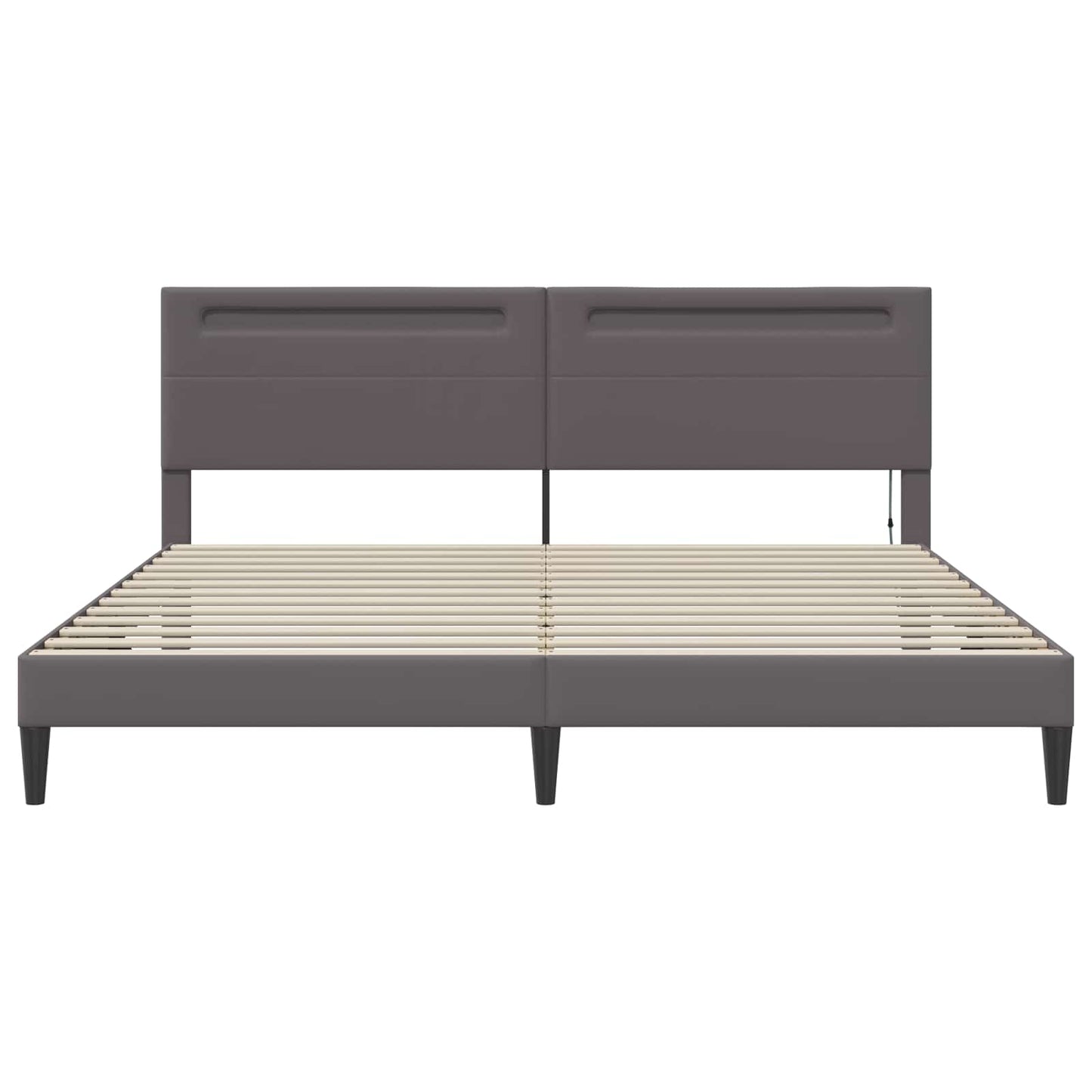 Bed Frame with LED Strip Lights Grey 180 x 200 cm Faux Leather