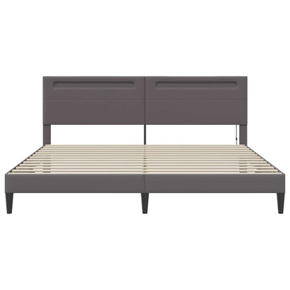 Bed Frame with LED Strip Lights Grey 180 x 200 cm Faux Leather