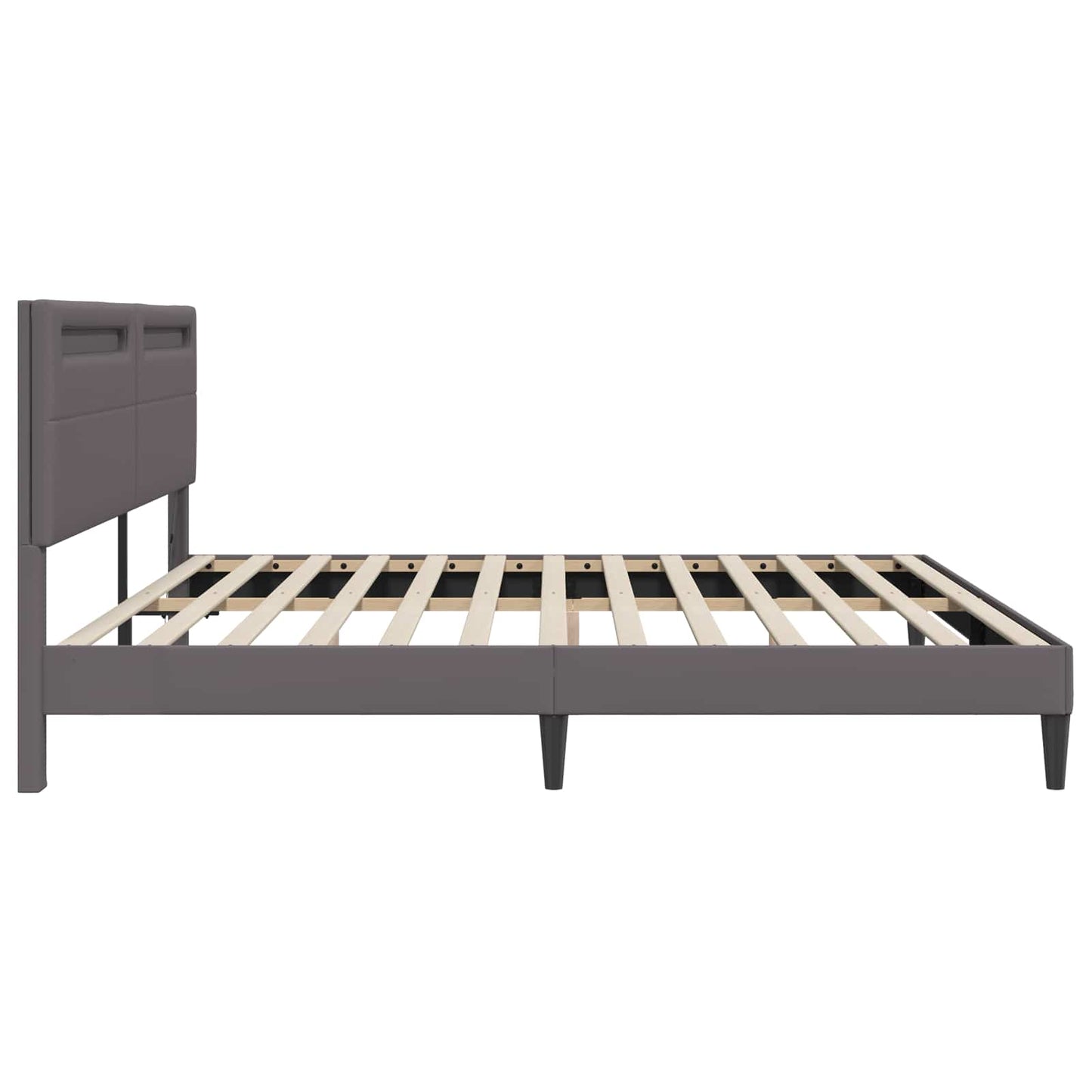 Bed Frame with LED Strip Lights Grey 180 x 200 cm Faux Leather