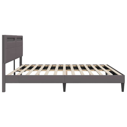 Bed Frame with LED Strip Lights Grey 180 x 200 cm Faux Leather