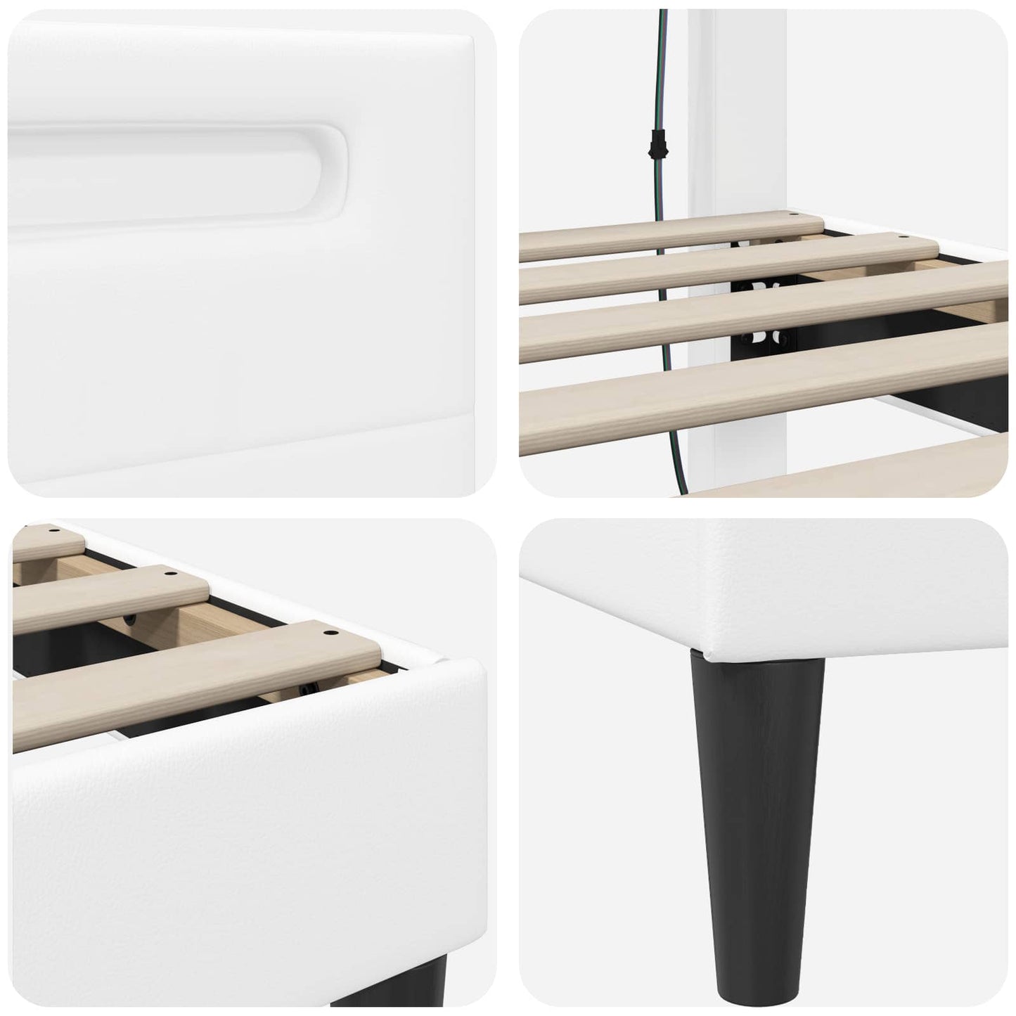 Bed Frame with LED Strip Lights White 180 x 200 cm Faux Leather