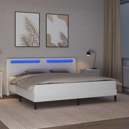 Bed Frame with LED Strip Lights White 180 x 200 cm Faux Leather