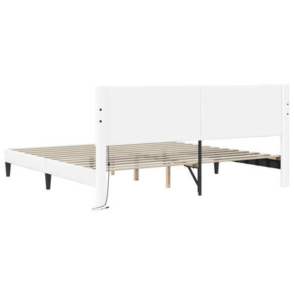 Bed Frame with LED Strip Lights White 180 x 200 cm Faux Leather