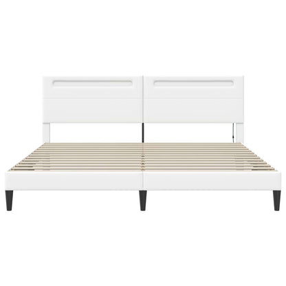 Bed Frame with LED Strip Lights White 180 x 200 cm Faux Leather