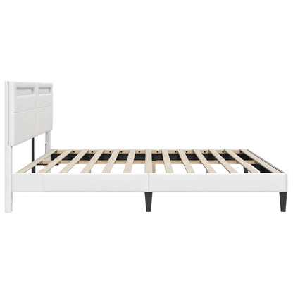 Bed Frame with LED Strip Lights White 180 x 200 cm Faux Leather