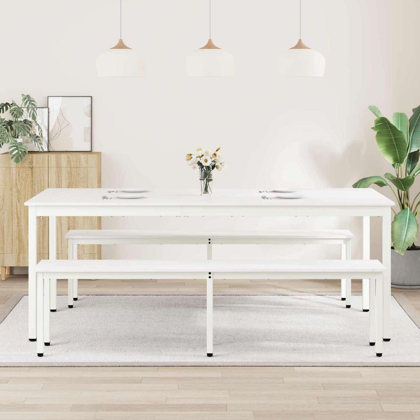 Dining Table White 200 x 100 x 75 cm Solid Pine Wood