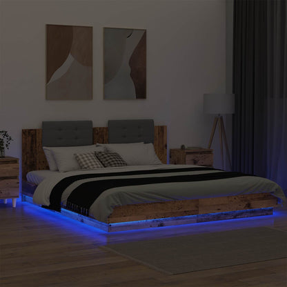 Bed Frame with Headboard Old Wood 200 x 200 cm Engineered Wood