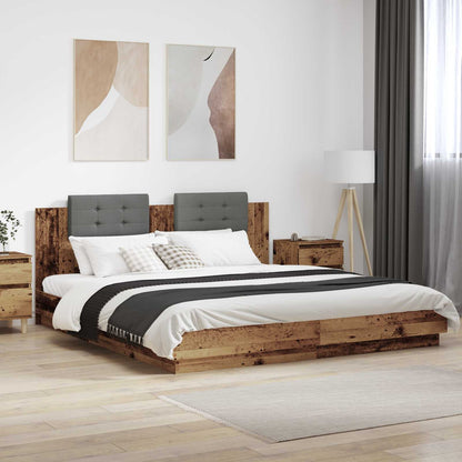Bed Frame with Headboard Old Wood 200 x 200 cm Engineered Wood