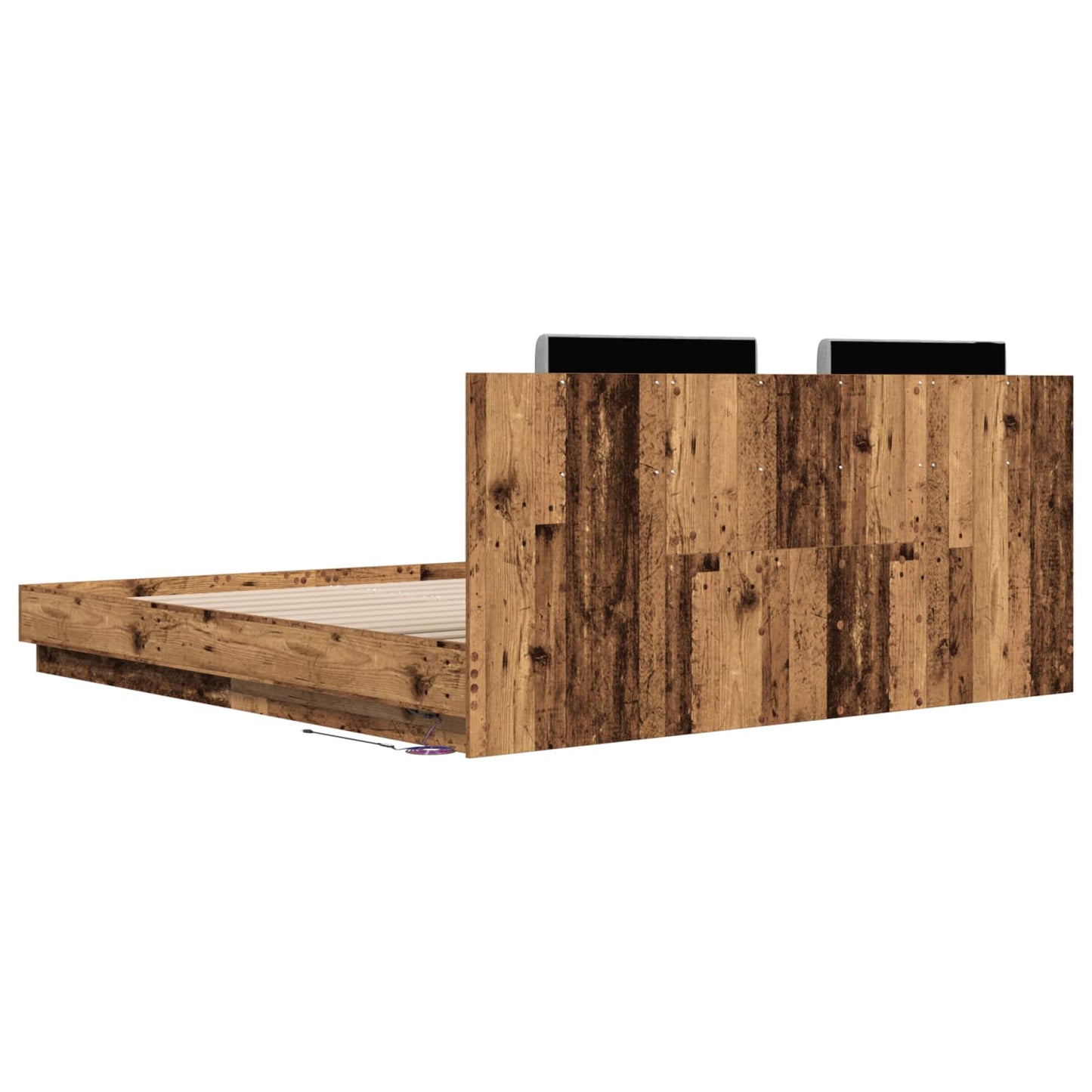 Bed Frame with Headboard Old Wood 200 x 200 cm Engineered Wood