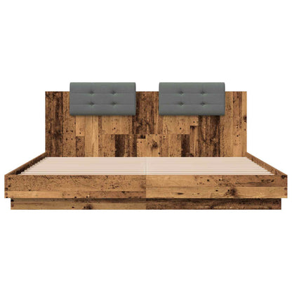 Bed Frame with Headboard Old Wood 200 x 200 cm Engineered Wood