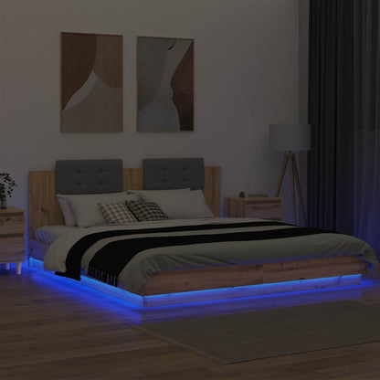Bed Frame with Headboard with Storage Artisan Oak 200 x 200 cm