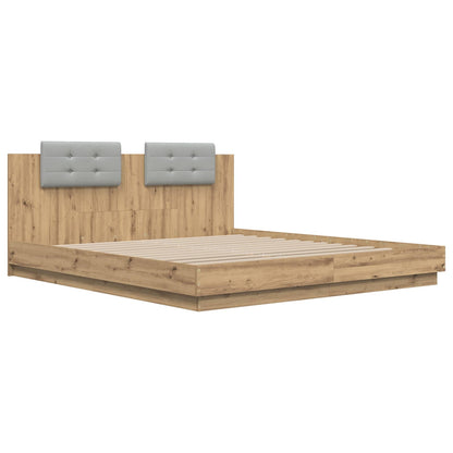 Bed Frame with Headboard with Storage Artisan Oak 200 x 200 cm