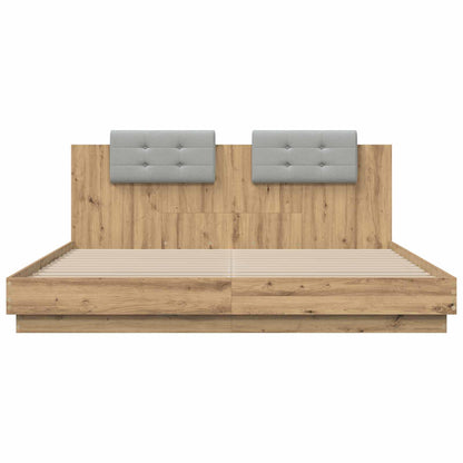 Bed Frame with Headboard with Storage Artisan Oak 200 x 200 cm