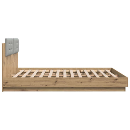 Bed Frame with Headboard with Storage Artisan Oak 200 x 200 cm