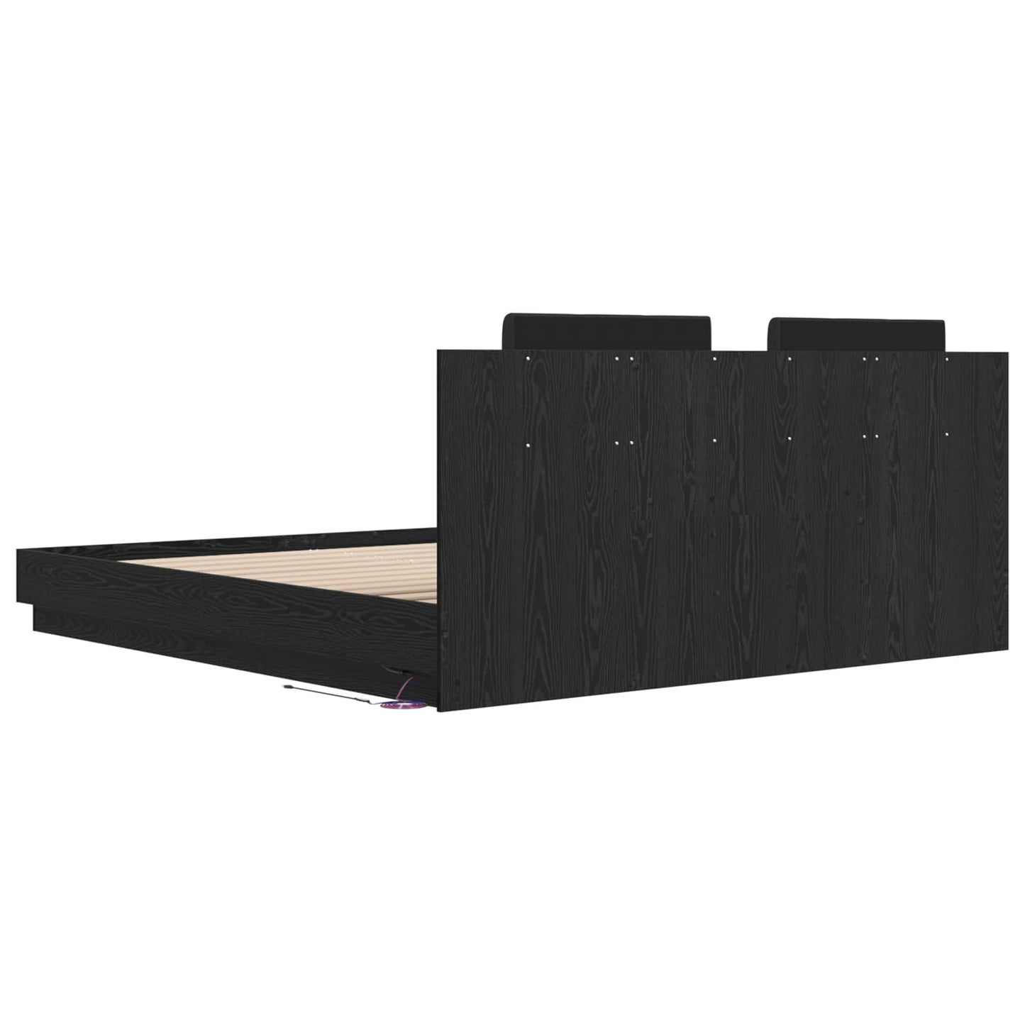 Bed Frame with Headboard Black Oak 200 x 200 cm Engineered Wood