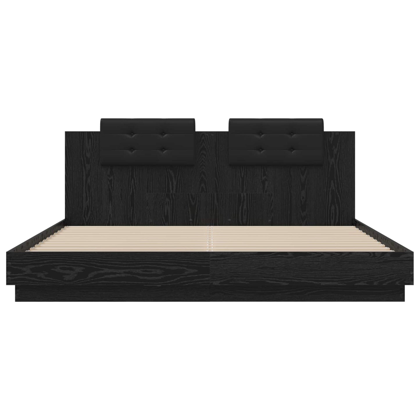 Bed Frame with Headboard Black Oak 200 x 200 cm Engineered Wood