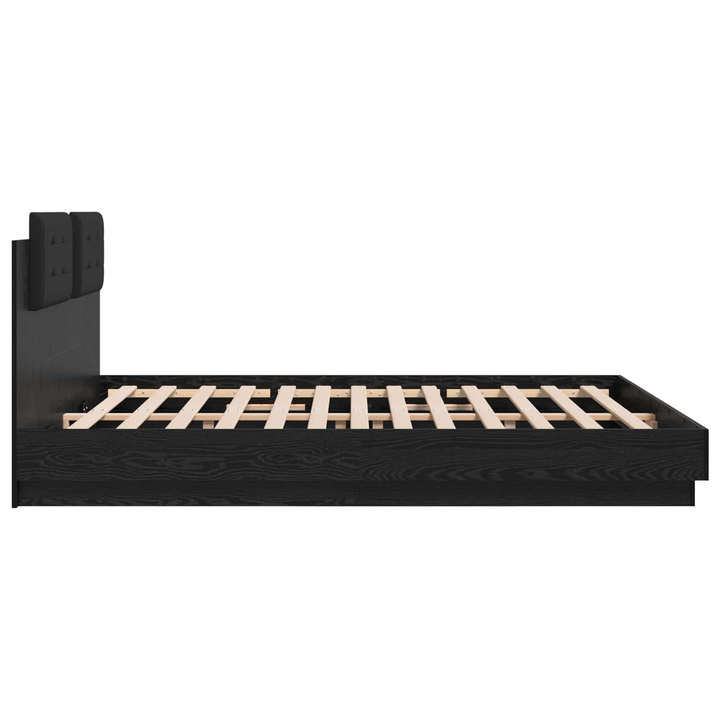 Bed Frame with Headboard Black Oak 200 x 200 cm Engineered Wood