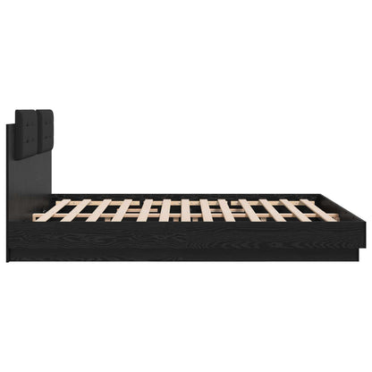 Bed Frame with Headboard Black Oak 200 x 200 cm Engineered Wood