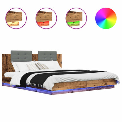 Bed Frame with Headboard Old Wood 180 x 200 cm Engineered Wood