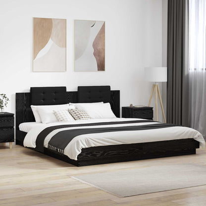Bed Frame with Headboard Black Oak 180 x 200 cm Engineered Wood