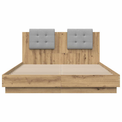Bed Frame with Headboard with Storage Artisan Oak 160 x 200 cm