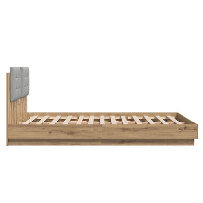 Bed Frame with Headboard with Storage Artisan Oak 160 x 200 cm