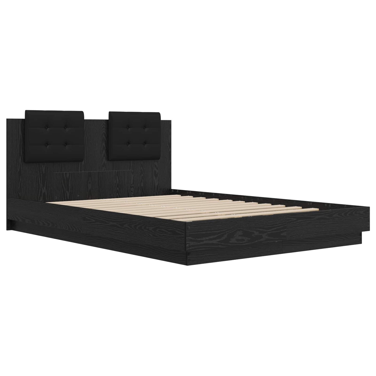 Bed Frame with Headboard Black Oak 160 x 200 cm Engineered Wood