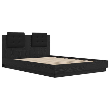 Bed Frame with Headboard Black Oak 160 x 200 cm Engineered Wood