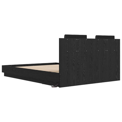 Bed Frame with Headboard Black Oak 160 x 200 cm Engineered Wood