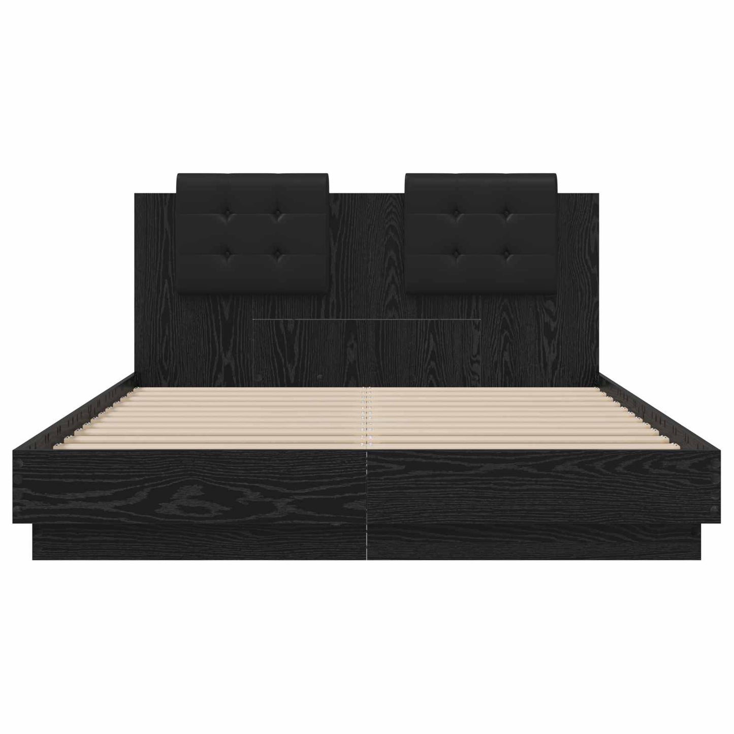 Bed Frame with Headboard Black Oak 160 x 200 cm Engineered Wood