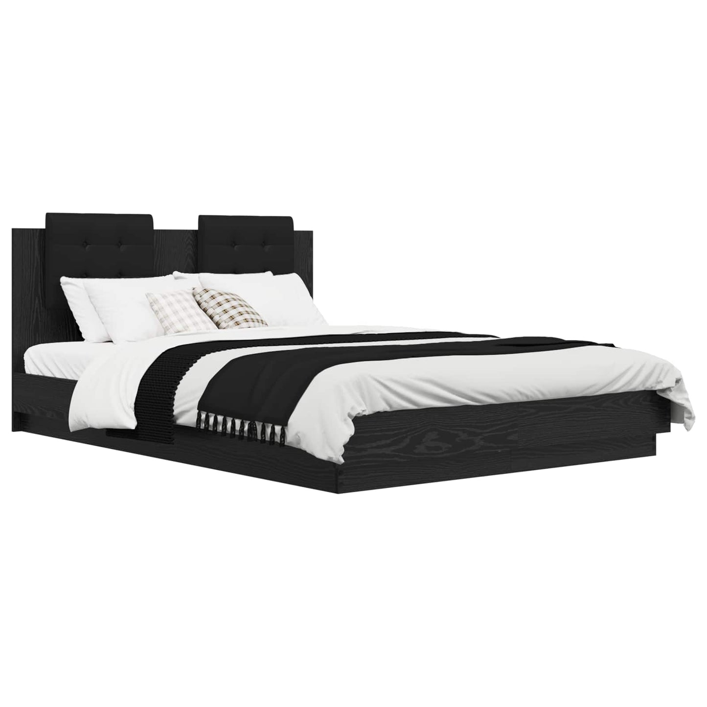 Bed Frame with Headboard Black Oak 160 x 200 cm Engineered Wood
