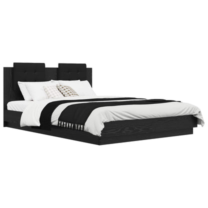 Bed Frame with Headboard Black Oak 160 x 200 cm Engineered Wood