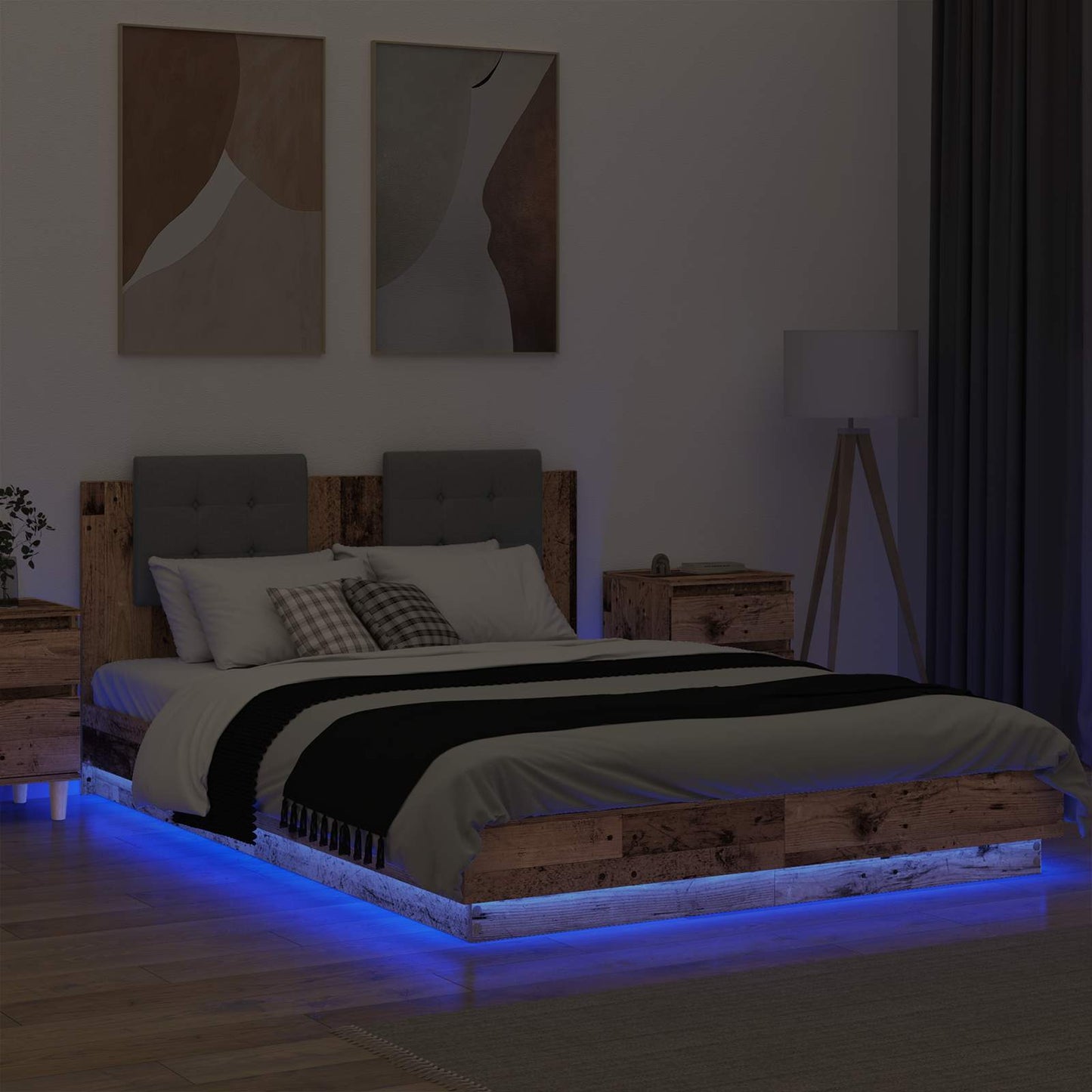 Bed Frame with Headboard Old Wood 140 x 200 cm Engineered Wood