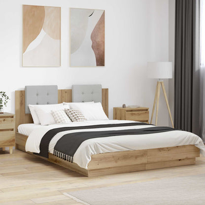 Bed Frame with Headboard with Storage Artisan Oak 140 x 200 cm