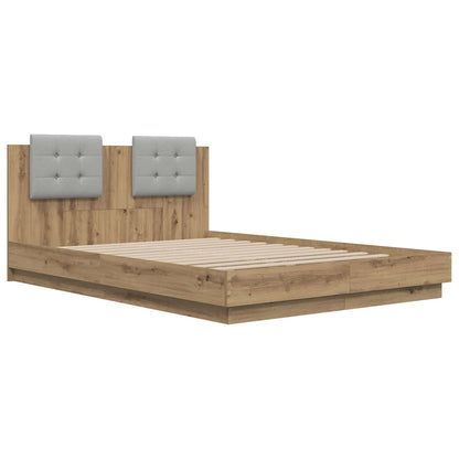 Bed Frame with Headboard with Storage Artisan Oak 140 x 200 cm