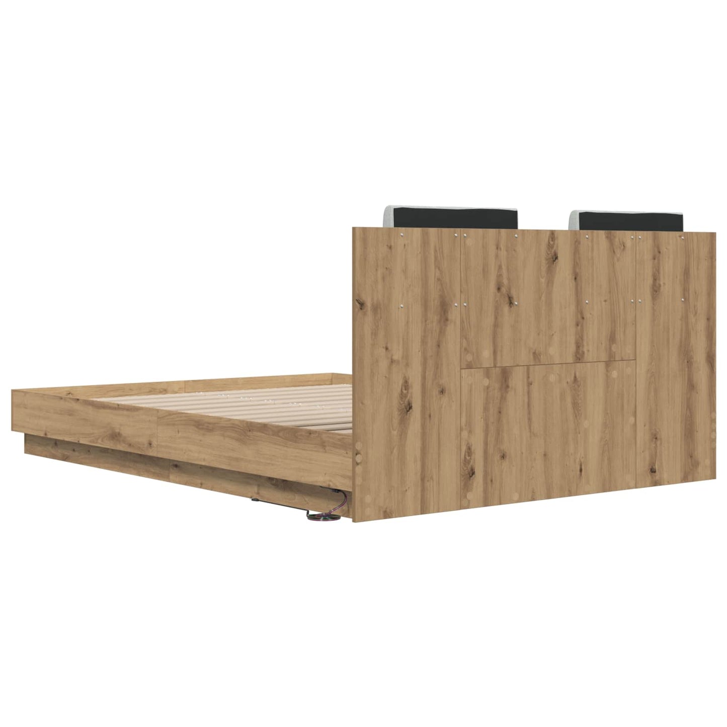 Bed Frame with Headboard with Storage Artisan Oak 140 x 200 cm