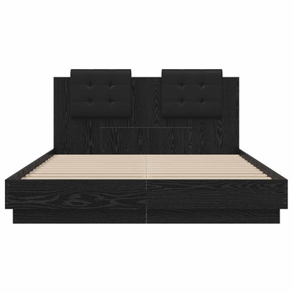 Bed Frame with Headboard with Storage Artisan Oak 140 x 200 cm