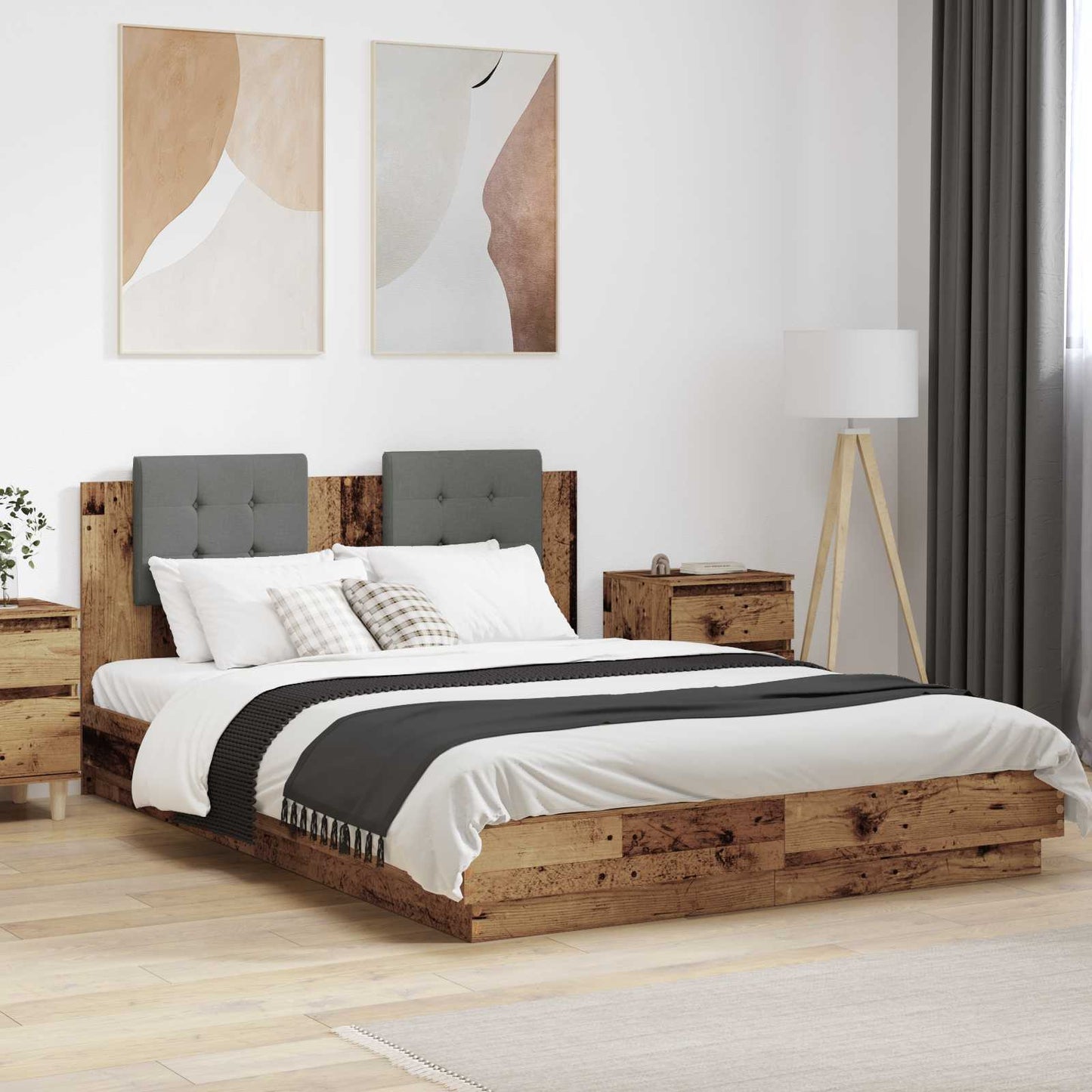 Bed Frame with Headboard Old Wood 120 x 200 cm Engineered Wood