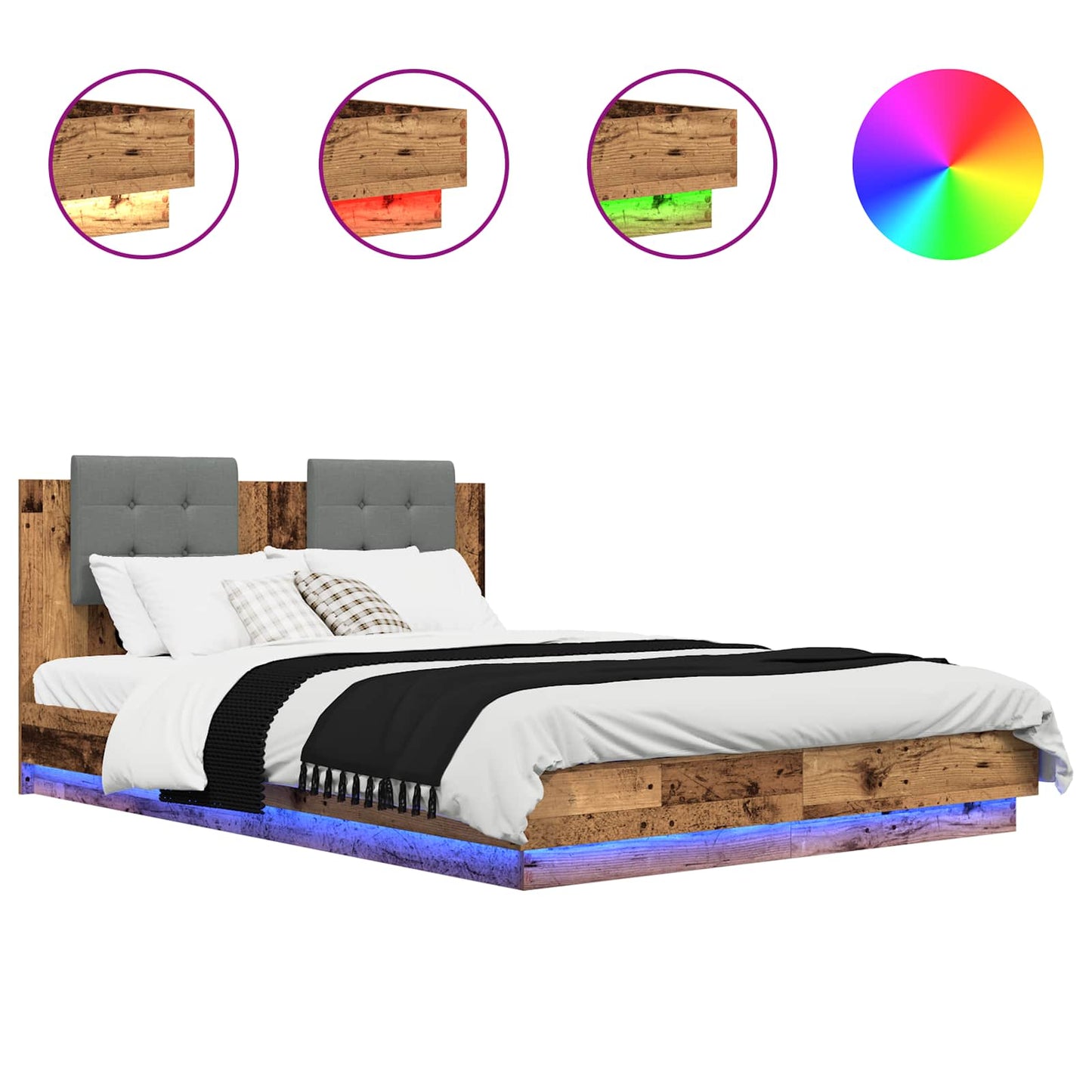 Bed Frame with Headboard Old Wood 120 x 200 cm Engineered Wood