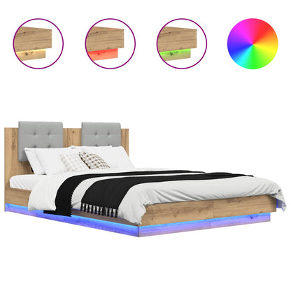 Bed Frame with Headboard with Storage Artisan Oak 120 x 200 cm
