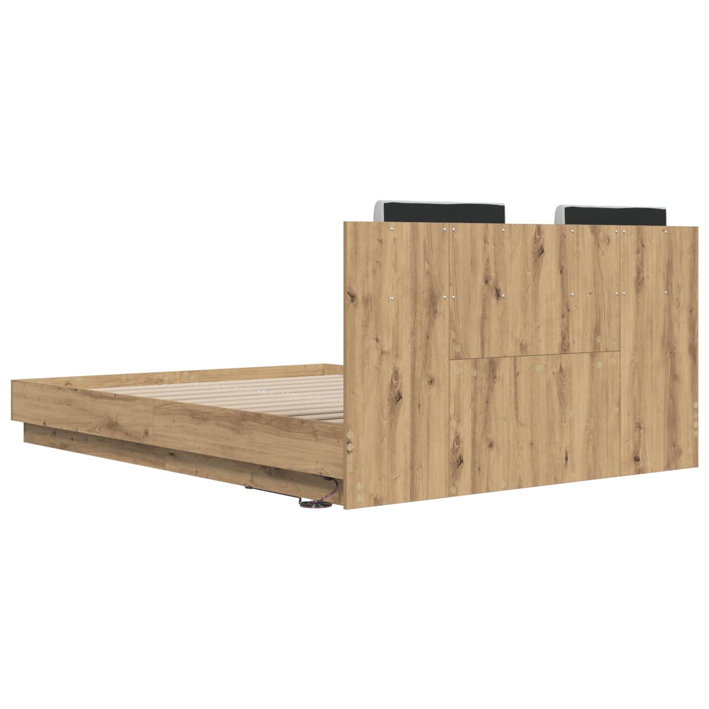 Bed Frame with Headboard with Storage Artisan Oak 120 x 200 cm