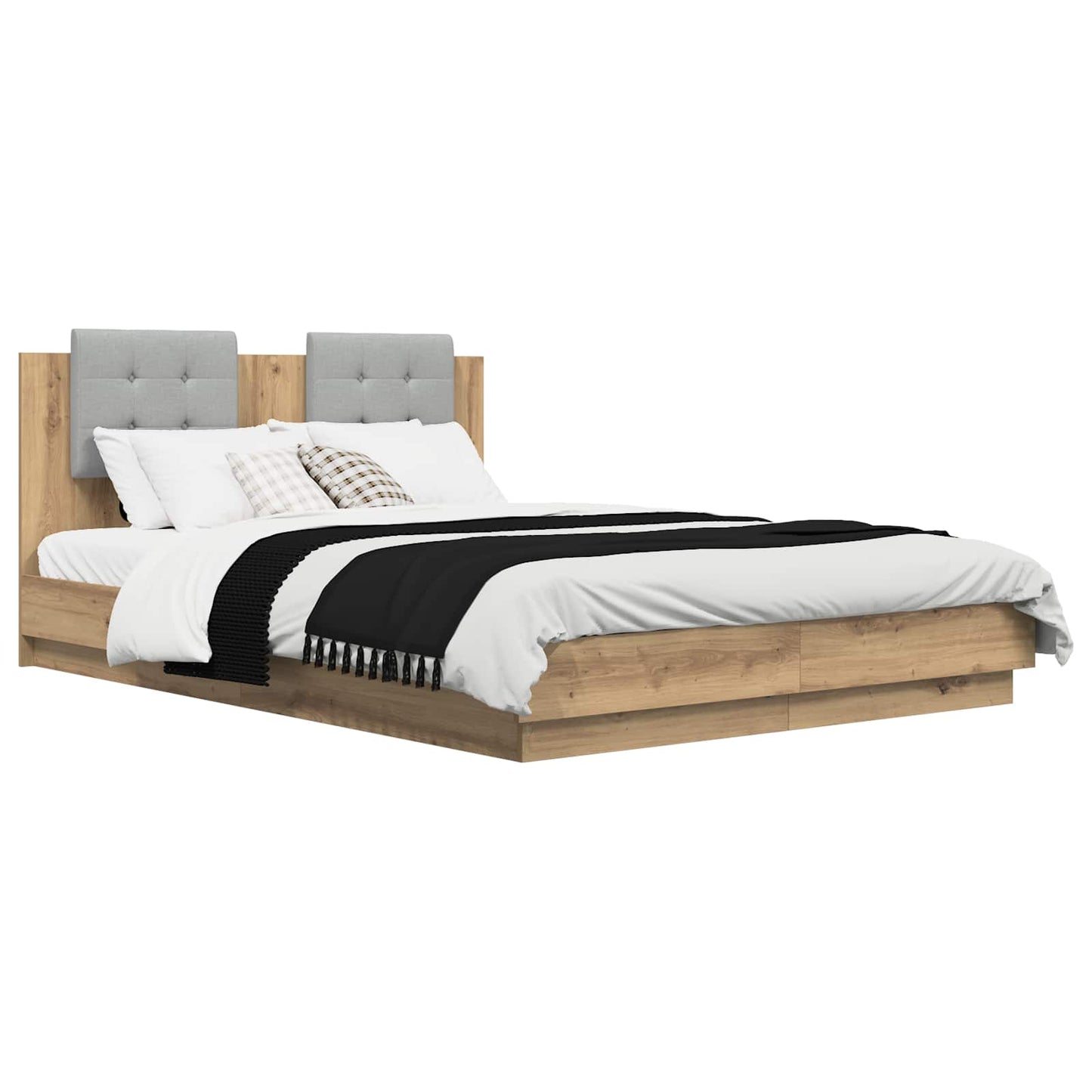 Bed Frame with Headboard with Storage Artisan Oak 120 x 200 cm
