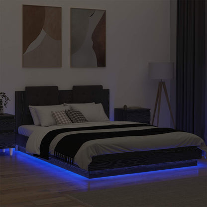 Bed Frame with Headboard Black Oak 120 x 200 cm Engineered Wood