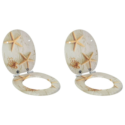 Soft-Close Toilet Seat 2 pcs Yellow and White 44 x 38 cm