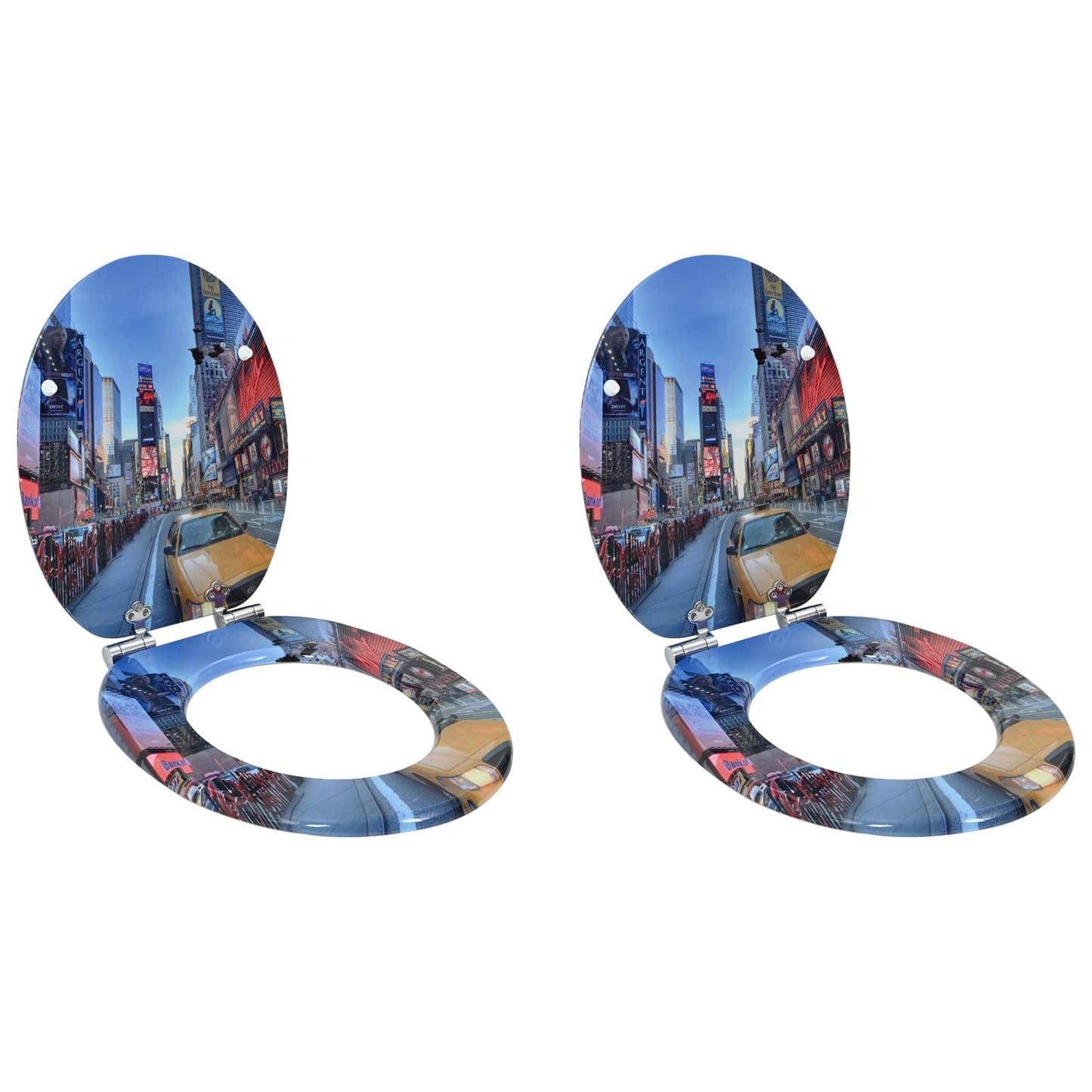 Soft-Close Toilet Seat 2 pcs Multicolour 44 x 38 cm MDF board