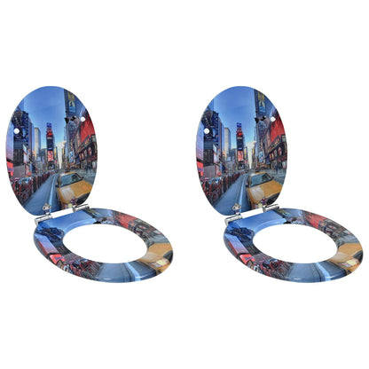 Soft-Close Toilet Seat 2 pcs Multicolour 44 x 38 cm MDF board