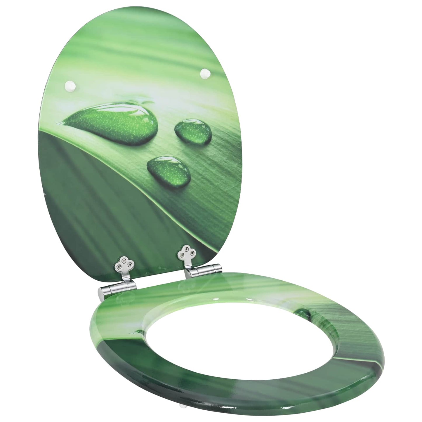 Soft-Close Toilet Seat 2 pcs Green Drop 44 x 38 cm MDF board