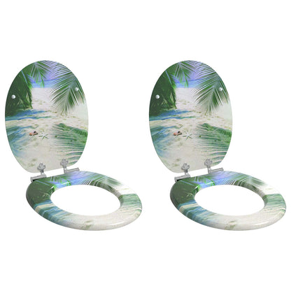 Soft-Close Toilet Seat 2 pcs Green 44 x 38 cm MDF board