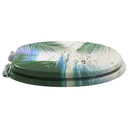 Soft-Close Toilet Seat 2 pcs Green 44 x 38 cm MDF board